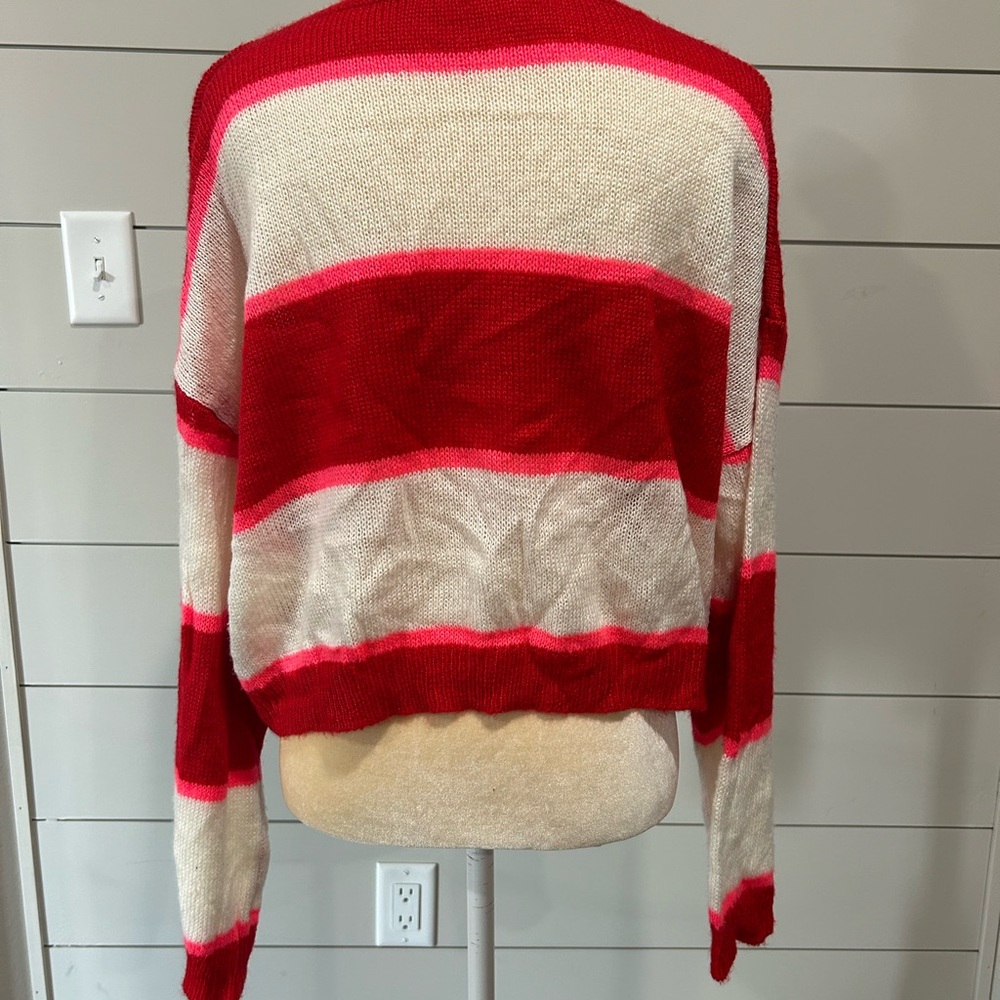 Pink Lily Red and White Striped Sweater - Picture 3 of 4